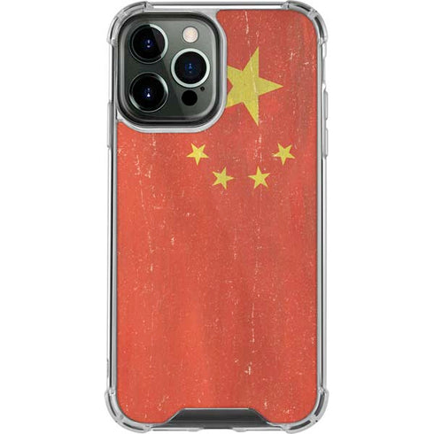 Chinese Flag Distressed iPhone 14 Pro Max Clear Case