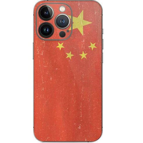 Chinese Flag Distressed iPhone 15 Pro Skin