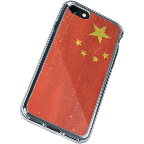 Chinese Flag Distressed iPhone SE (2nd & 3rd Gen) Clear Case