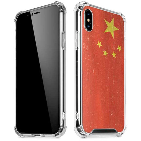 Chinese Flag Distressed iPhone XS Max Clear Case