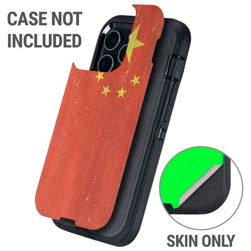 Chinese Flag Distressed Otterbox Defender iPhone Skin