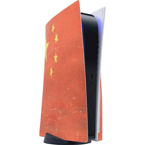 Chinese Flag Distressed PS5 Console Skin