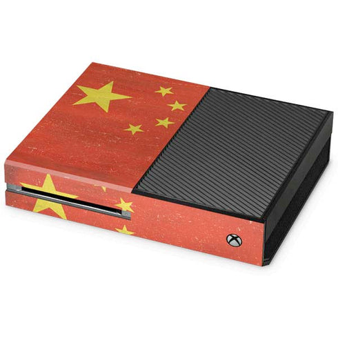 Chinese Flag Distressed Xbox One Console Skin