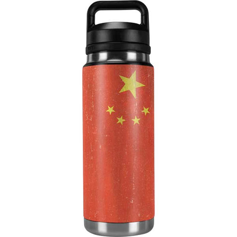 Chinese Flag Distressed YETI Rambler 26oz Bottle Skin