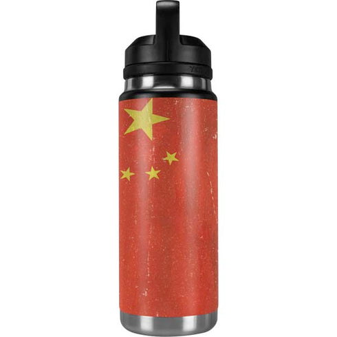 Chinese Flag Distressed YETI Rambler 26oz Bottle Skin