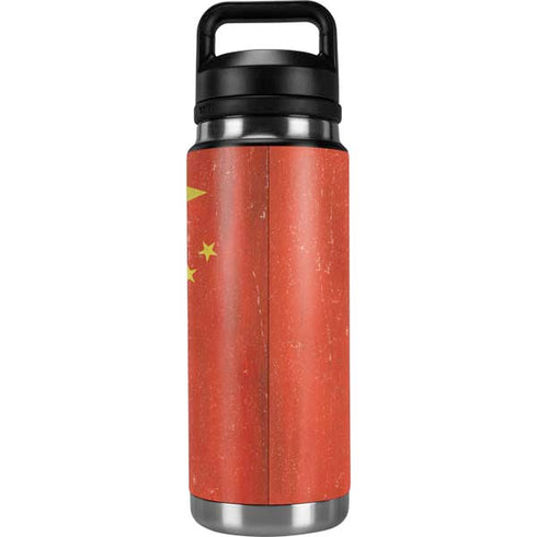 Chinese Flag Distressed YETI Rambler 26oz Bottle Skin