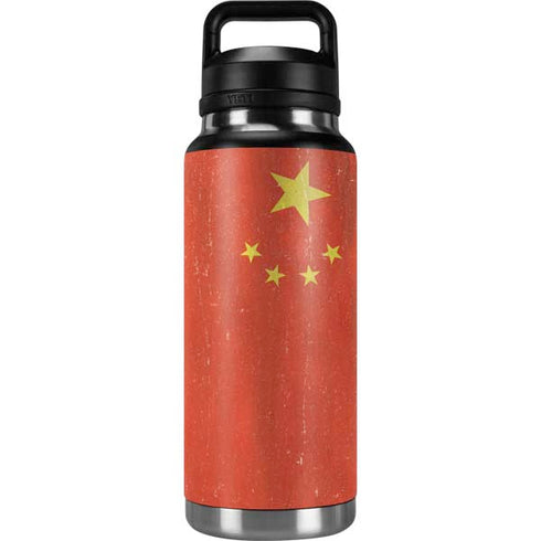 Chinese Flag Distressed YETI Rambler 36oz Bottle Skin