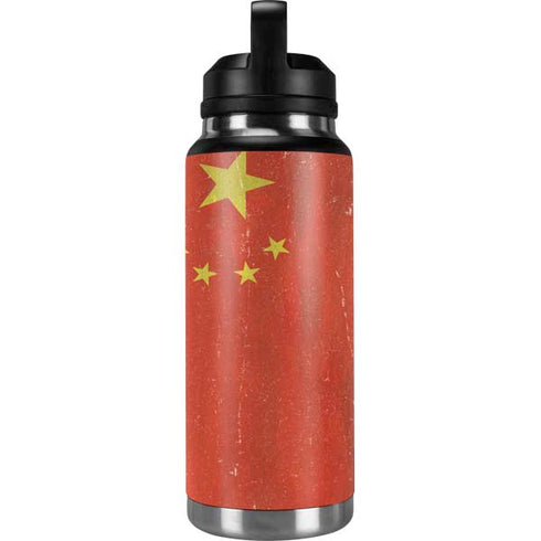 Chinese Flag Distressed YETI Rambler 36oz Bottle Skin
