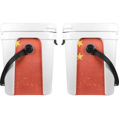 Chinese Flag Distressed YETI Roadie 24 Hard Cooler Skin