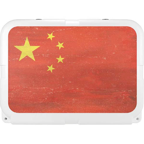 Chinese Flag Distressed YETI Tundra 35 Hard Cooler Skin