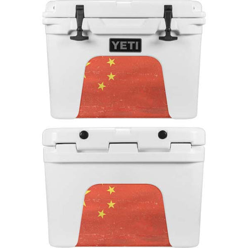 Chinese Flag Distressed YETI Tundra 35 Hard Cooler Skin