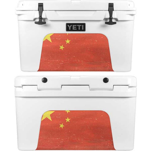Chinese Flag Distressed YETI Tundra 45 Hard Cooler Skin