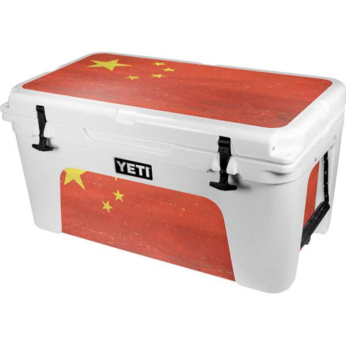 Chinese Flag Distressed YETI Tundra 65 Hard Cooler Skin
