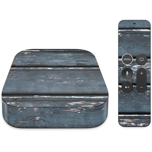 Chipped Blue Wood Apple TV Skin