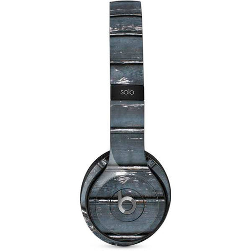 Chipped Blue Wood Beats Solo 2 Wired Skin