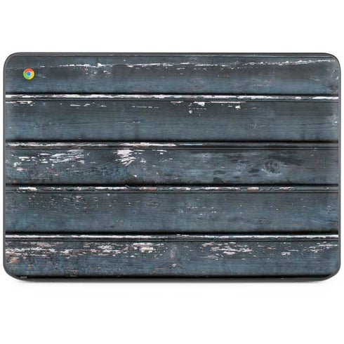 Chipped Blue Wood HP Chromebook Skin