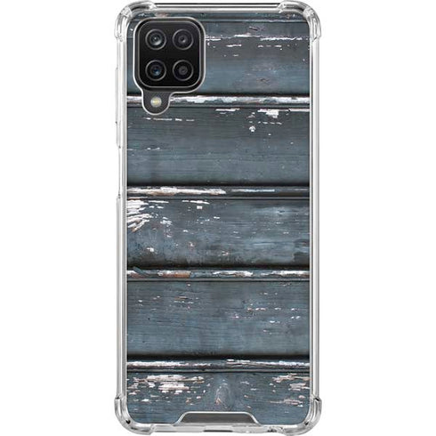 Chipped Blue Wood Galaxy A12 Clear Case