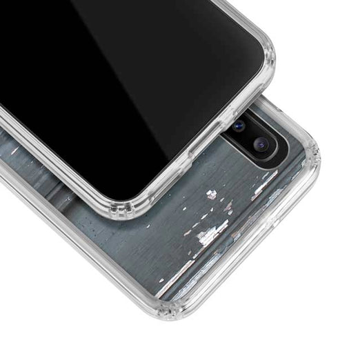 Chipped Blue Wood Galaxy A20 Clear Case