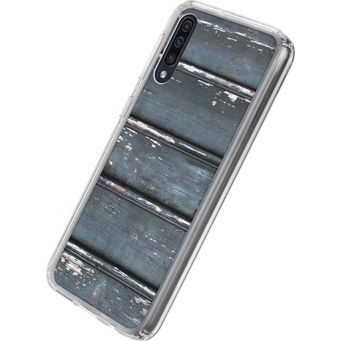 Chipped Blue Wood Galaxy A50 Clear Case