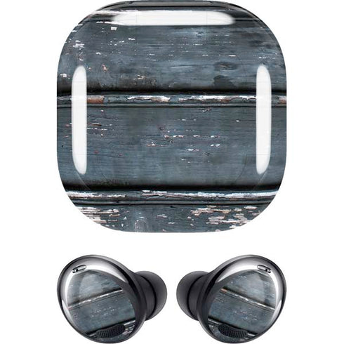 Chipped Blue Wood Galaxy Buds Pro Skin