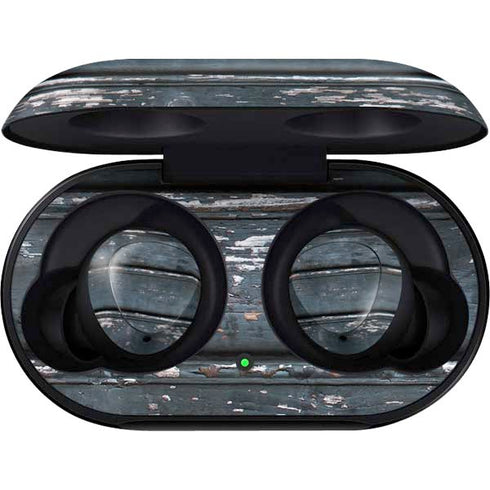 Chipped Blue Wood Galaxy Buds Skin