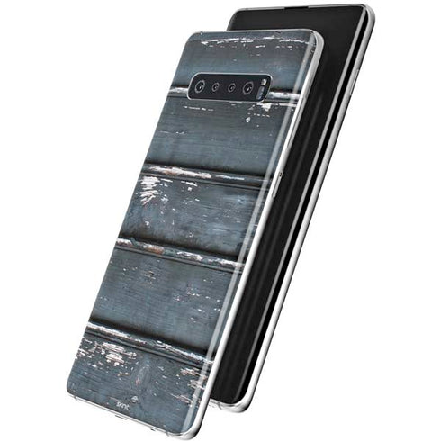 Chipped Blue Wood Galaxy S10 Plus Skin