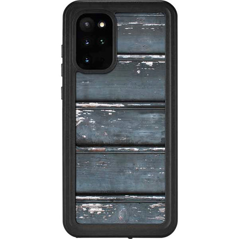 Chipped Blue Wood Galaxy S20 Plus Waterproof Case