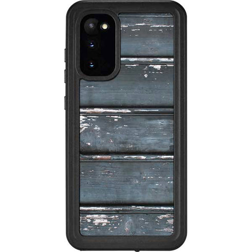 Chipped Blue Wood Galaxy S20 Waterproof Case