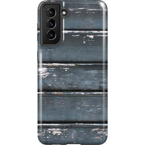 Chipped Blue Wood Galaxy S21 FE Pro Case