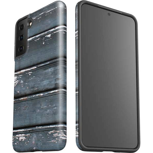 Chipped Blue Wood Galaxy S21 FE Pro Case