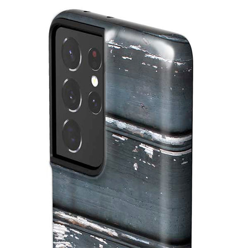Chipped Blue Wood Galaxy S21 Ultra 5G Pro Case