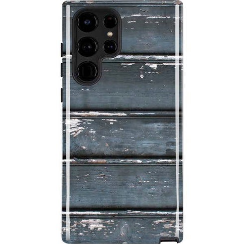 Chipped Blue Wood Galaxy S22 Ultra Pro Case