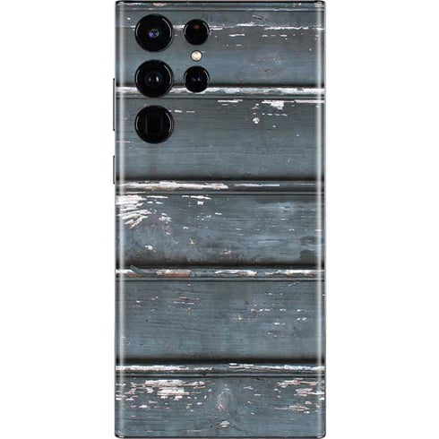 Chipped Blue Wood Galaxy S22 Ultra Skin