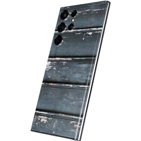 Chipped Blue Wood Galaxy S22 Ultra Skin