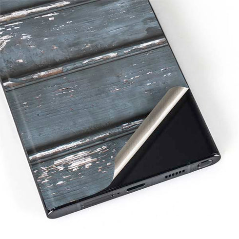 Chipped Blue Wood Galaxy S22 Ultra Skin