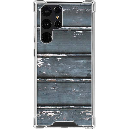 Chipped Blue Wood Galaxy S24 Ultra Clear Case