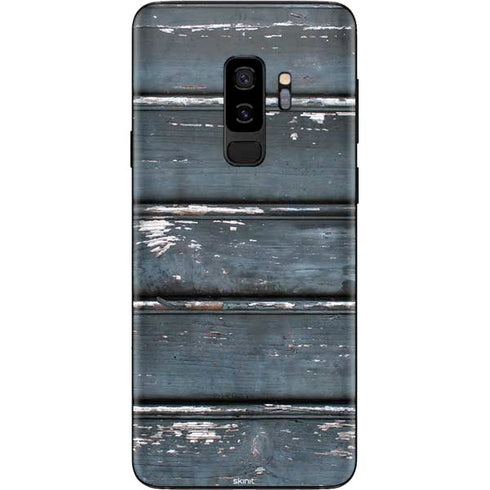 Chipped Blue Wood Galaxy S9 Plus Skin