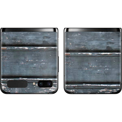 Chipped Blue Wood Galaxy Z Flip Skin