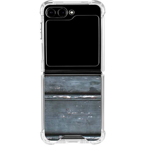 Chipped Blue Wood Galaxy Z Flip5 5G Clear Case
