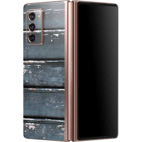 Chipped Blue Wood Galaxy Z Fold2 5G Skin
