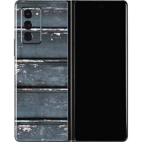 Chipped Blue Wood Galaxy Z Fold2 5G Skin