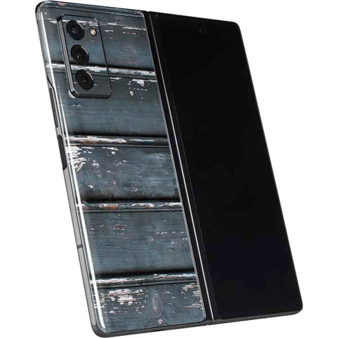 Chipped Blue Wood Galaxy Z Fold2 5G Skin