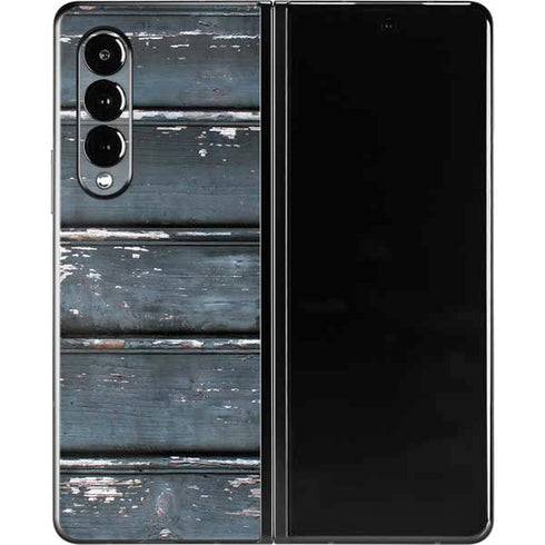 Chipped Blue Wood Galaxy Z Fold3 5G Skin
