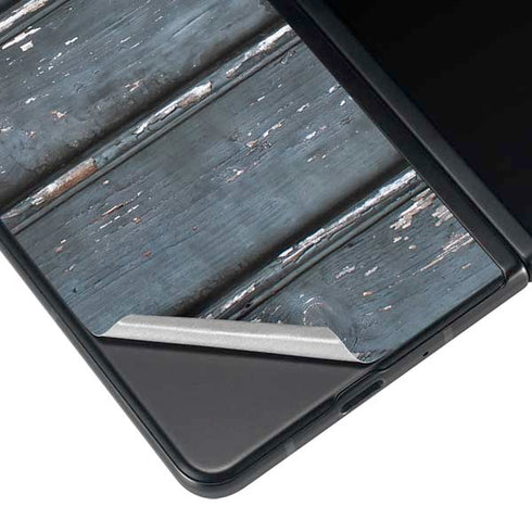 Chipped Blue Wood Galaxy Z Fold3 5G Skin