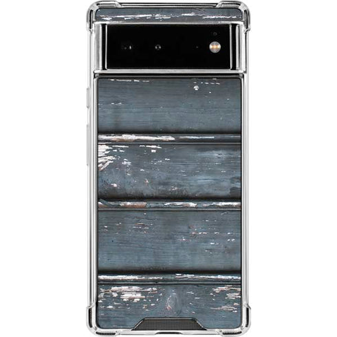 Chipped Blue Wood Google Pixel 6 Clear Case