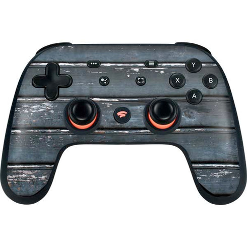 Chipped Blue Wood Google Stadia Controller Skin