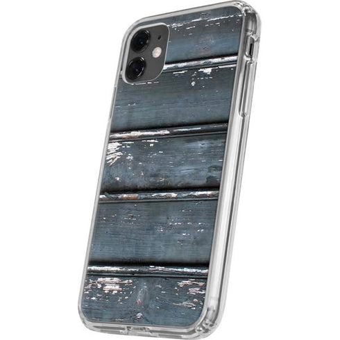 Chipped Blue Wood iPhone 11 Clear Case