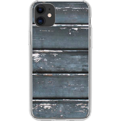 Chipped Blue Wood iPhone 11 Clear Case