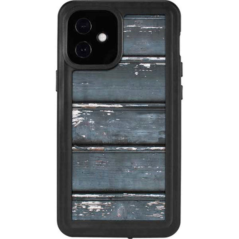 Chipped Blue Wood iPhone 12 Mini Waterproof Case