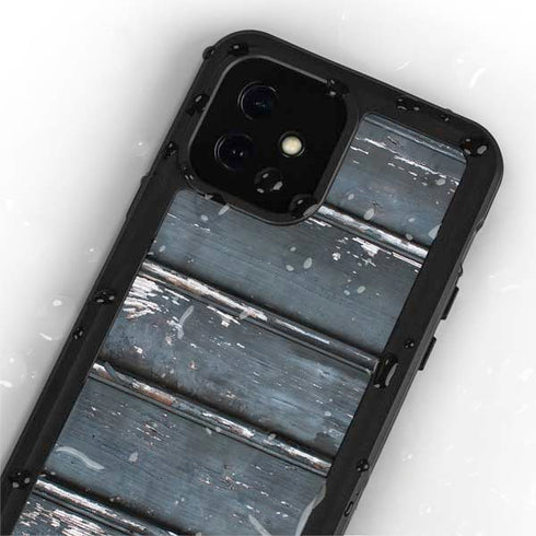 Chipped Blue Wood iPhone 12 Mini Waterproof Case